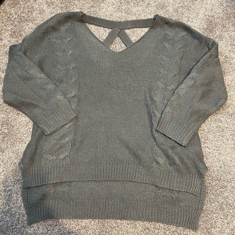 Oversized Grey Sweater with cutout low back detail